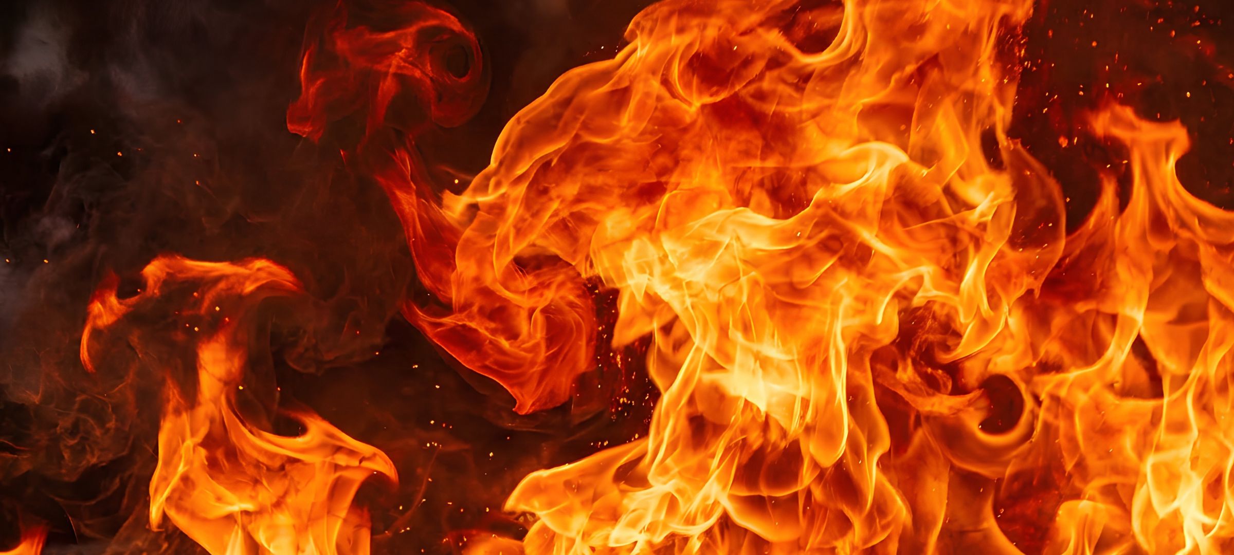 Roaring flames